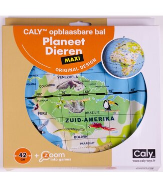 Caly Toys Caly Toys | Opblaasbare wereldbol | Planeet dieren | 42 cm | 3+