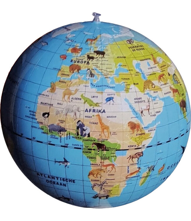 Caly Toys | Opblaasbare wereldbol | Planeet dieren | 42 cm | 3+