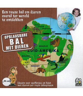 Caly Toys Caly Toys | Opblaasbare wereldbol | Dieren | 50 cm | 3+