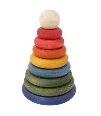 Wooden Story Wooden Story | Gekleurde Houten Piramide | 9 delig | 12 x 16 cm | 1+