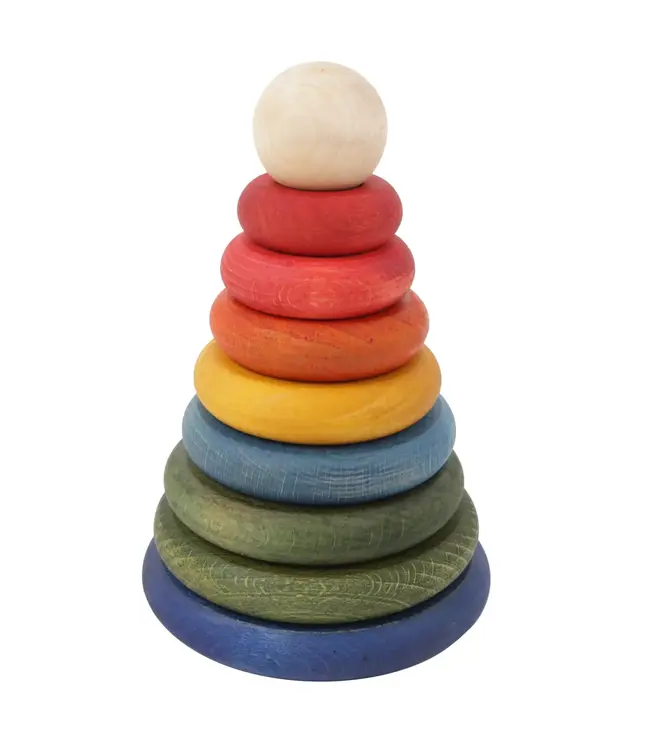 Wooden Story | Gekleurde Houten Piramide | 9 delig | 12 x 16 cm | 1+