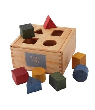 Wooden Story Wooden Story | Houten Vormenstoof | met 8 geometrische blokken | 16 x 16 x 9 cm1+