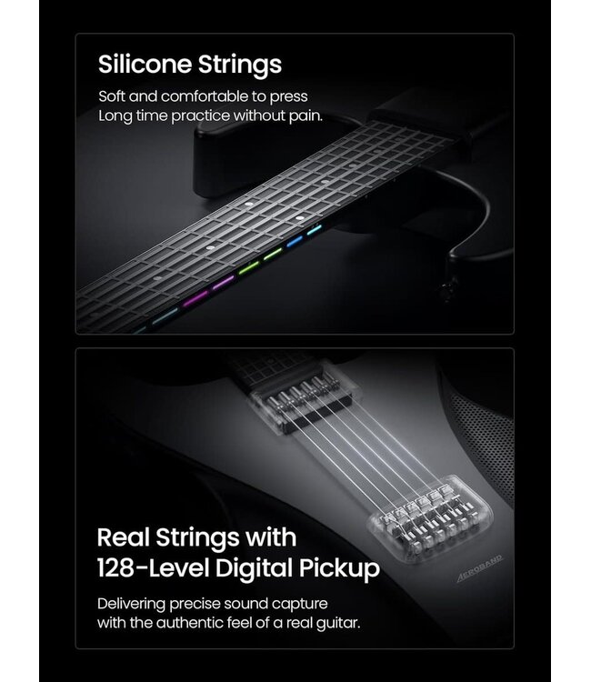 AeroBand Smart Gitaar – Ingebouwde Speaker - Bluetooth Elektronische Gitaar met Case, Strap & Mic – Muziekinstrument Set - AUX - MIDI