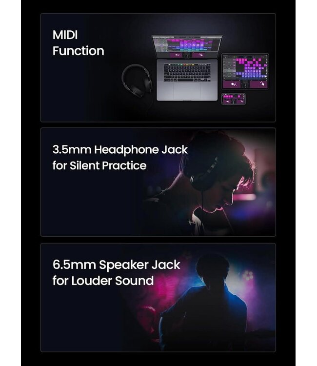 AeroBand Smart Gitaar – Ingebouwde Speaker - Bluetooth Elektronische Gitaar met Case, Strap & Mic – Muziekinstrument Set - AUX - MIDI