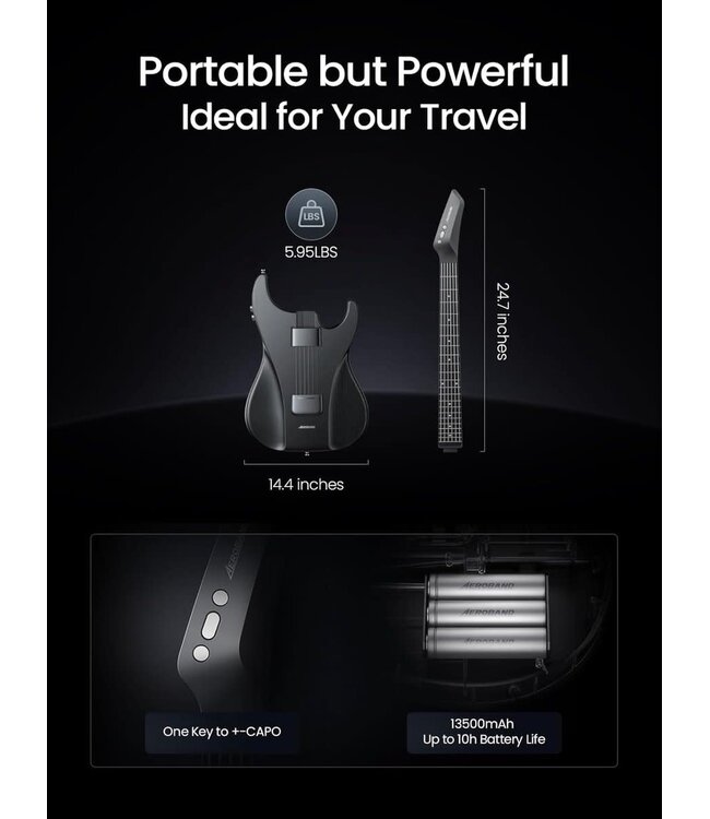 AeroBand Smart Gitaar – Ingebouwde Speaker - Bluetooth Elektronische Gitaar met Case, Strap & Mic – Muziekinstrument Set - AUX - MIDI