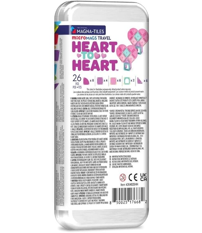 Magna-Tiles® | Micro MAGS | Travel Set | Heart to Heart | 26 pieces | 3+