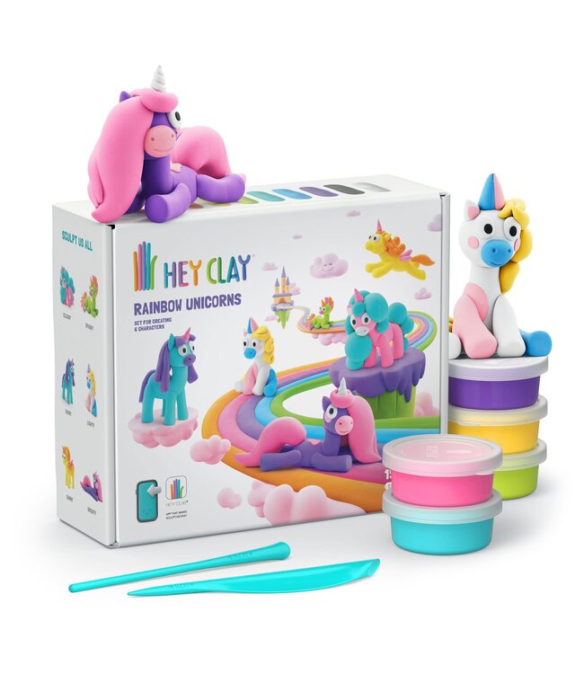 Hey Clay | Set voor 6 Dieren | Unicorns | 10 kleuren | 3+