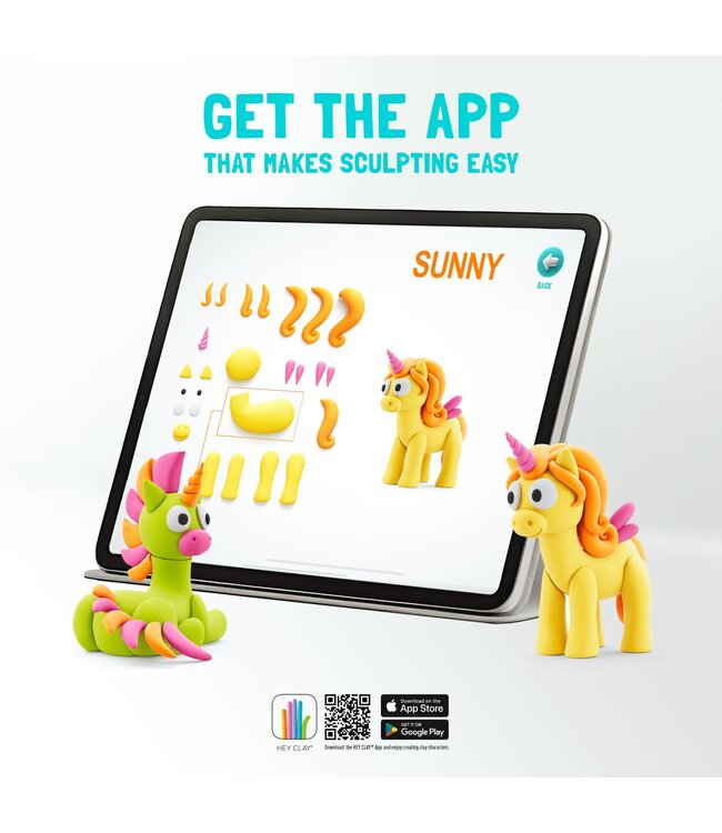 Hey Clay | Set voor 6 Dieren | Unicorns | 10 kleuren | 3+
