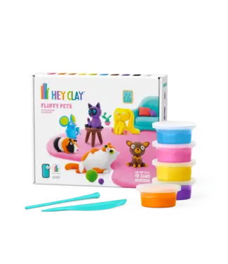 Hey Clay Hey Clay | Set voor 6 Dieren | Fluffy Pets | 15 cans | 3+