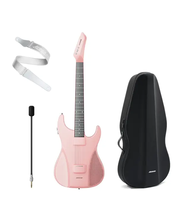 AeroBand Smart Gitaar – Pink - Ingebouwde Speaker - Bluetooth Elektronische Gitaar met Case, Strap & Mic – Muziekinstrument Set - AUX - MIDI