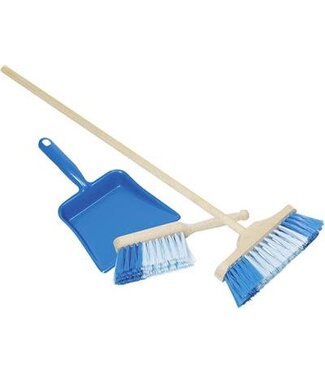 Bezemset | met Kunststof Blik en Handveger | Blauw | 52,5 cm | 3+