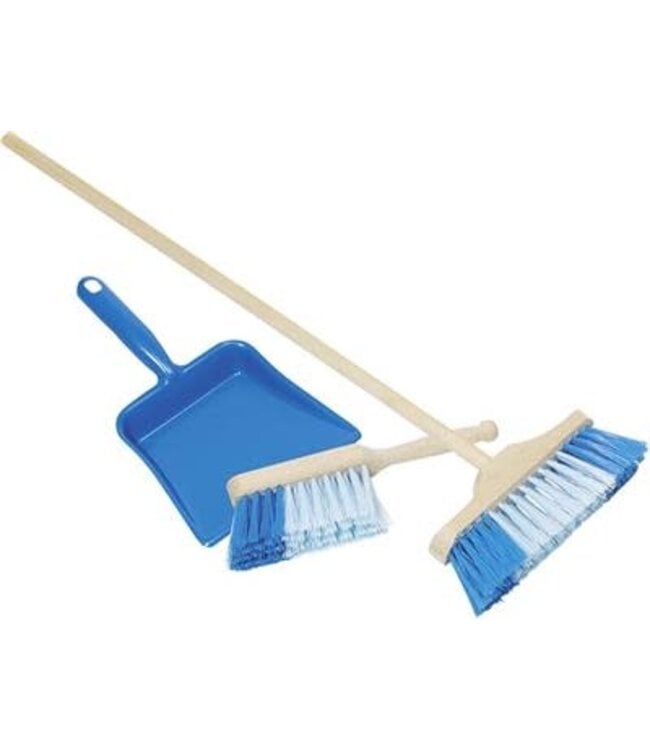 Bezemset | met Kunststof Blik en Handveger | Blauw | 52,5 cm | 3+