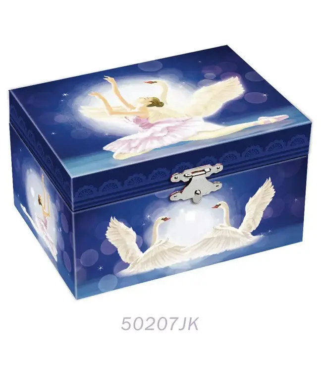 Harlekjin | Juwelendoos - Muziekdoos | Ballerina met zwanen | Melodie: Swane Lake | 15 x 10,5 x 8,5 cm 3+