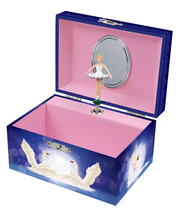 Harlekjin | Juwelendoos - Muziekdoos | Ballerina met zwanen | Melodie: Swane Lake | 15 x 10,5 x 8,5 cm 3+