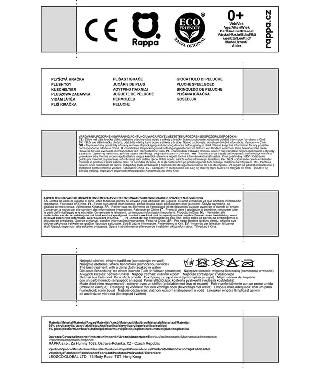 Rappa Plush Toy | Grijze Cyperse Kat | 20 cm | 0+