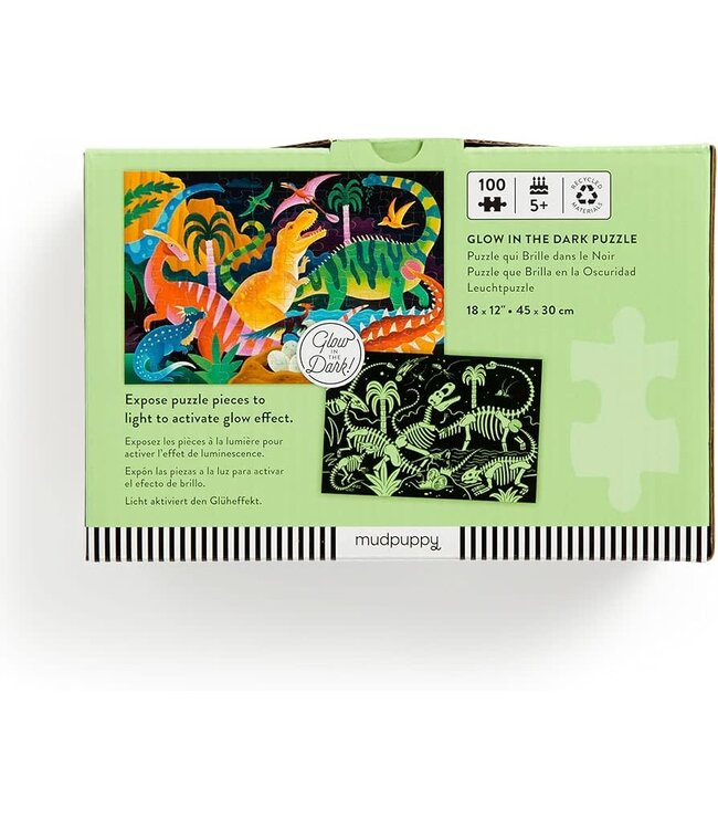 Mudpuppy | Puzzle | Glow in Dark | Dinosaurs | 100 stukjes | 5+