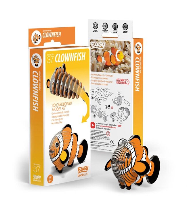 Eugy | 3D Cardboard Model Kit | Sea Life | Clownfish | 6+