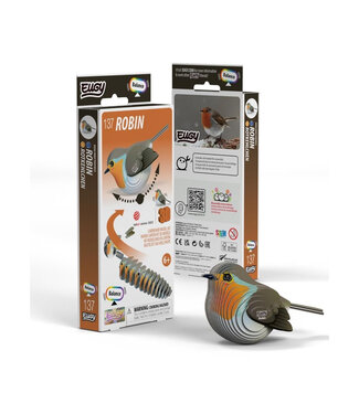 Eugy Eugy | 3D Cardboard Model Kit | Bird Life | Roodborst | 6+