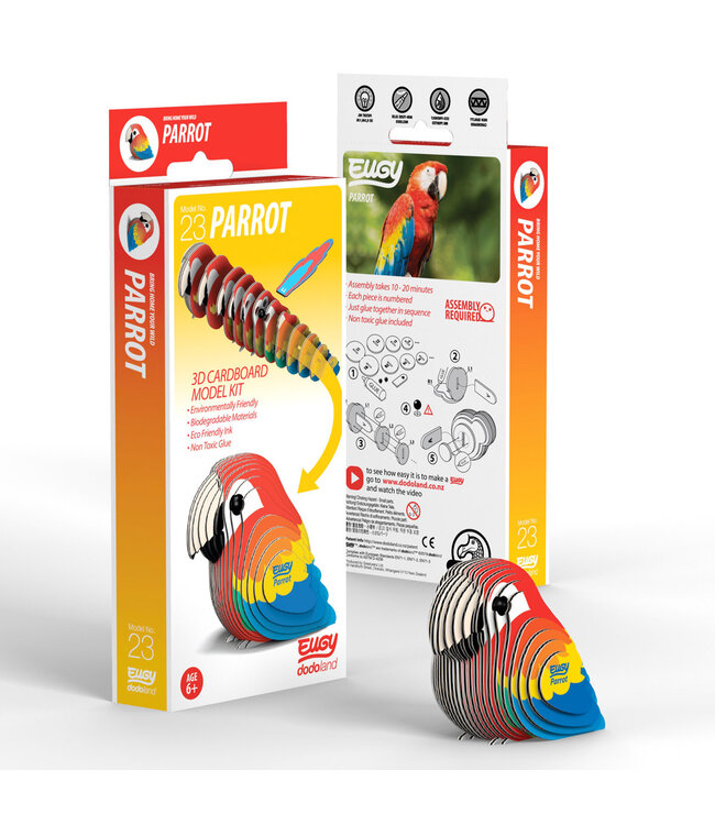 Eugy | 3D Cardboard Model Kit | Bird Life | Papegaai | 6+