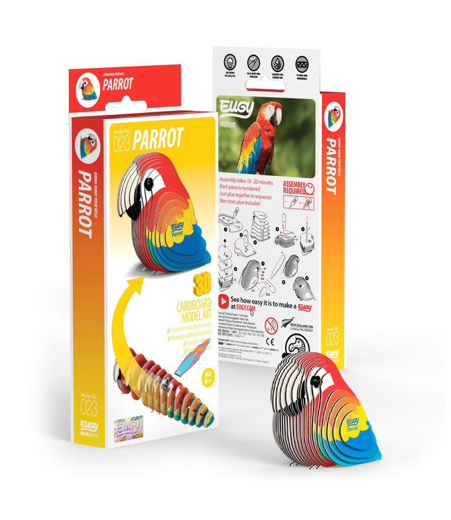 Eugy | 3D Cardboard Model Kit | Bird Life | Papegaai | 6+