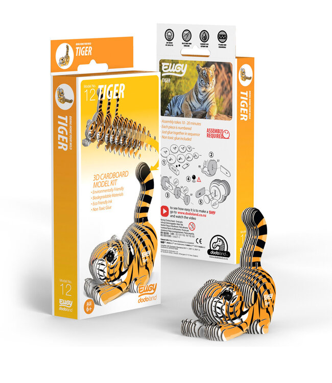 Eugy | 3D Cardboard Model Kit | Wild Life | Tijger | 6+