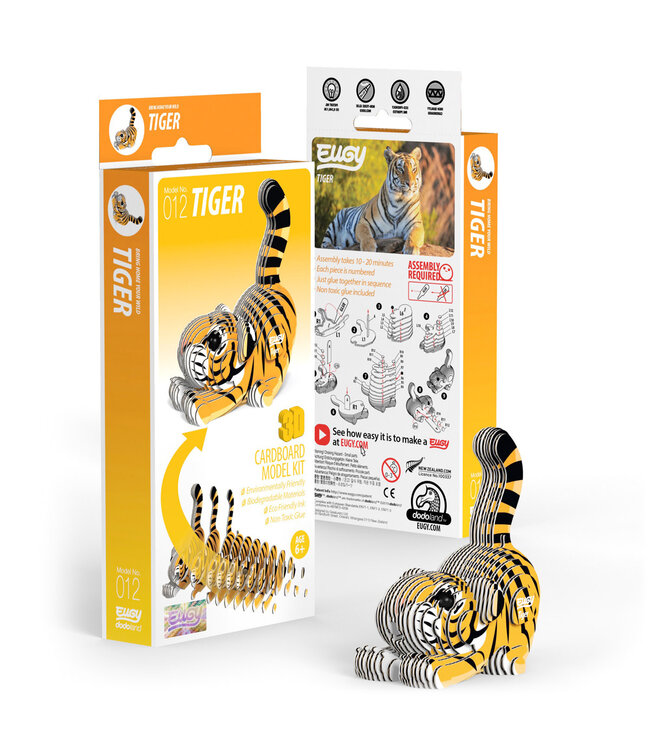 Eugy | 3D Cardboard Model Kit | Wild Life | Tijger | 6+