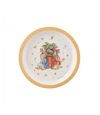 Petit Jour Petit Jour | Peter Rabbit | Bord Met Opstaande Rand | 18 cm | Oranje rand | +6 mnd