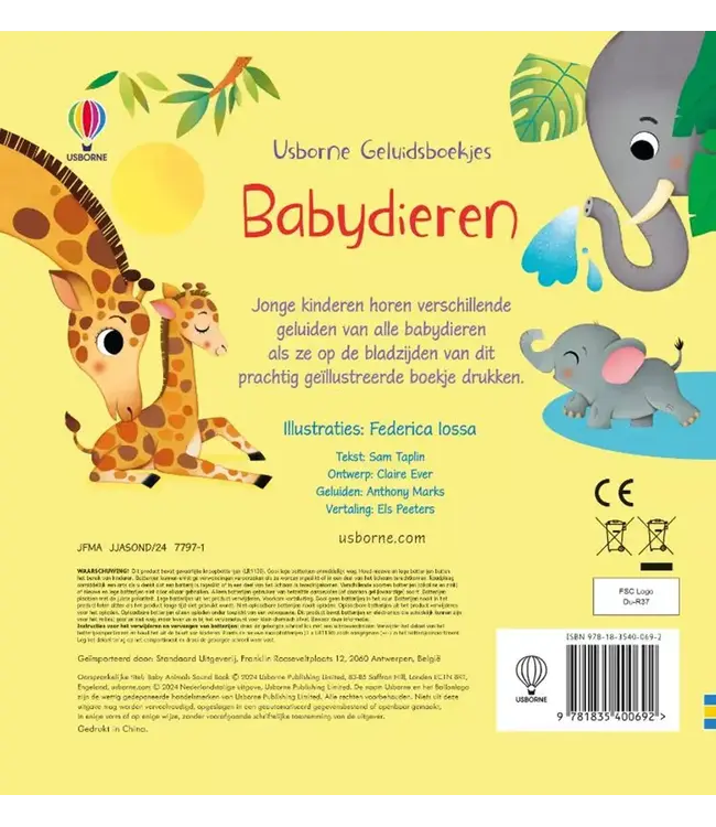 Usborne | Geluidenboek | Babydieren | 1+