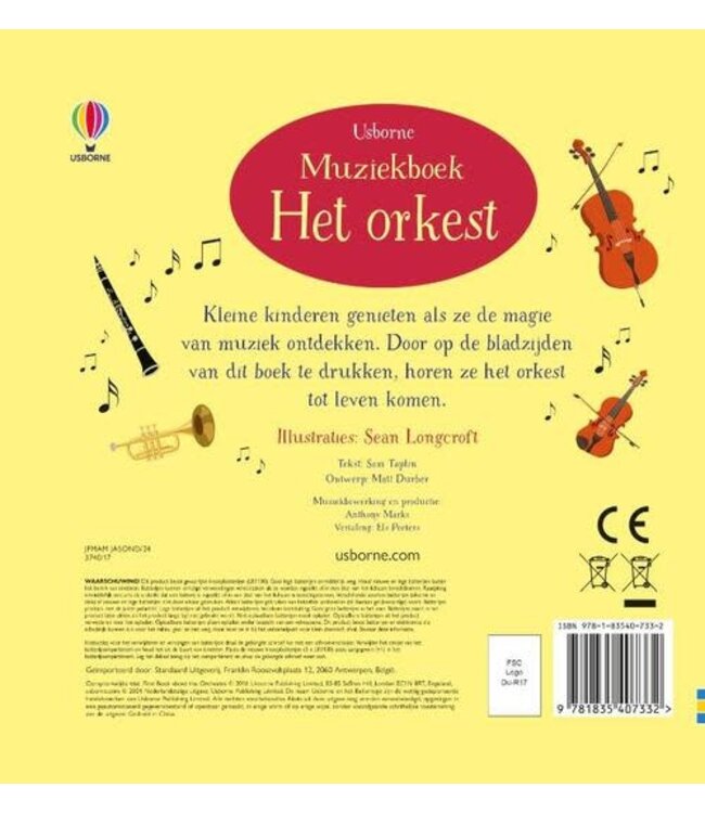 Usborne | Geluidenboek met Muziek | Muziekboek Het Orkest | 2+
