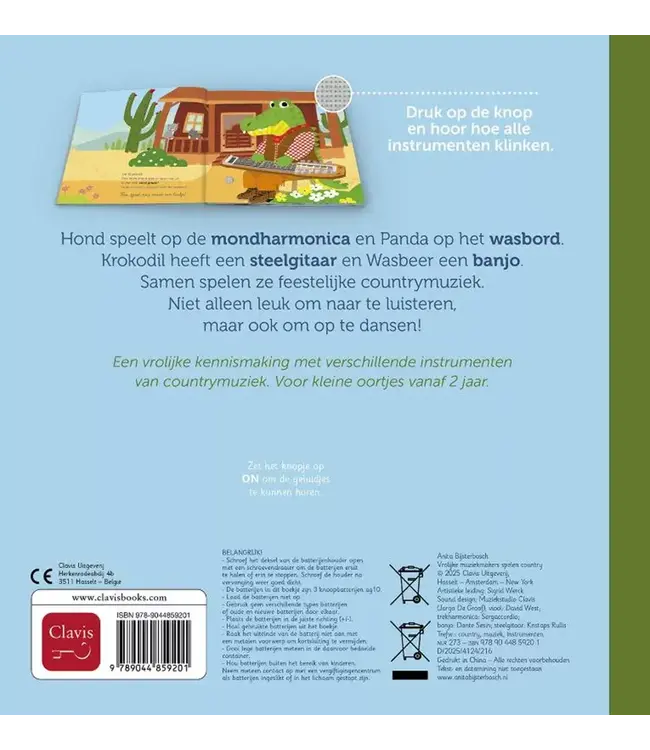Clavis | Geluidenboek | Vrolijke Muziekmakers spelen Country | 2+