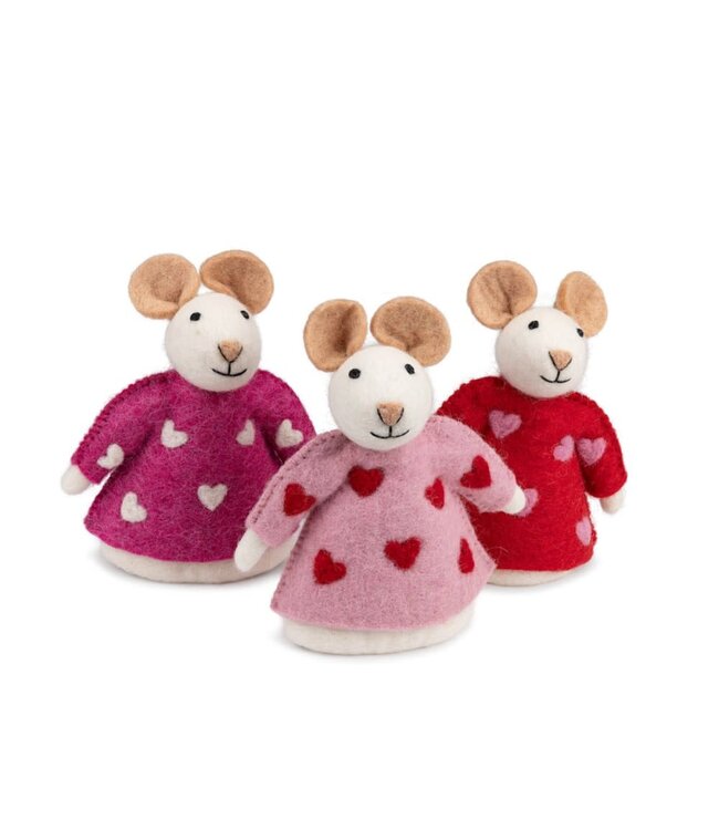 Wolvilt | Decoratieve Muis | Eierwarmer | Sweetheart | 16 x 11 cm
