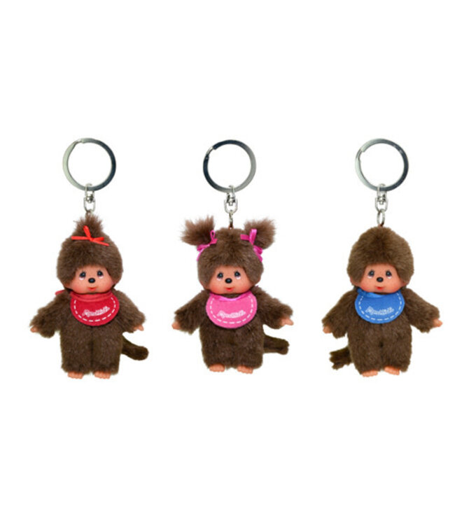 Monchhichi | 10 cm | Sleutelhanger | Rood, Roze of Blauw | Assorti per stuk | 2+