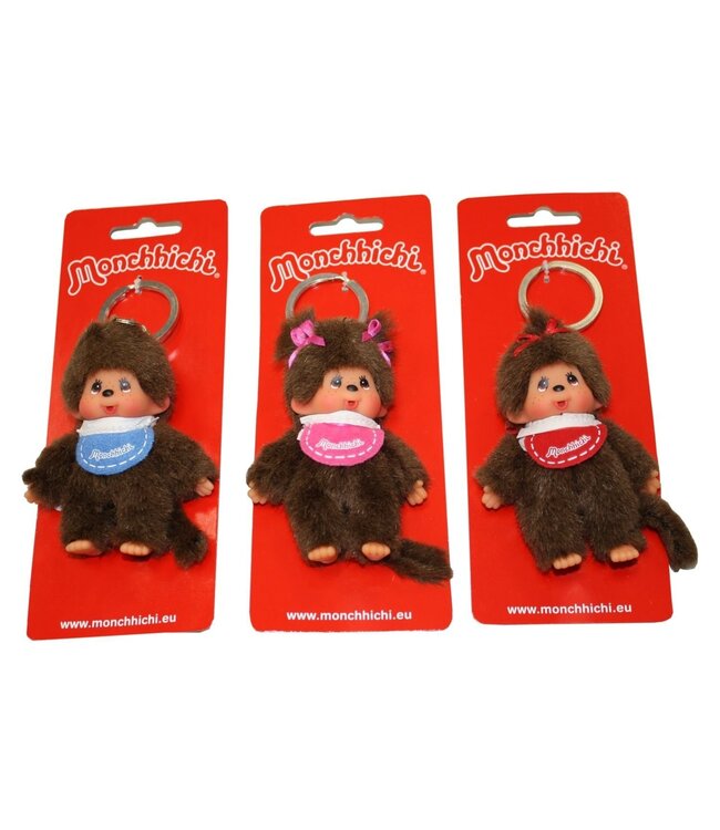 Monchhichi | 10 cm | Sleutelhanger | Rood, Roze of Blauw | Assorti per stuk | 2+