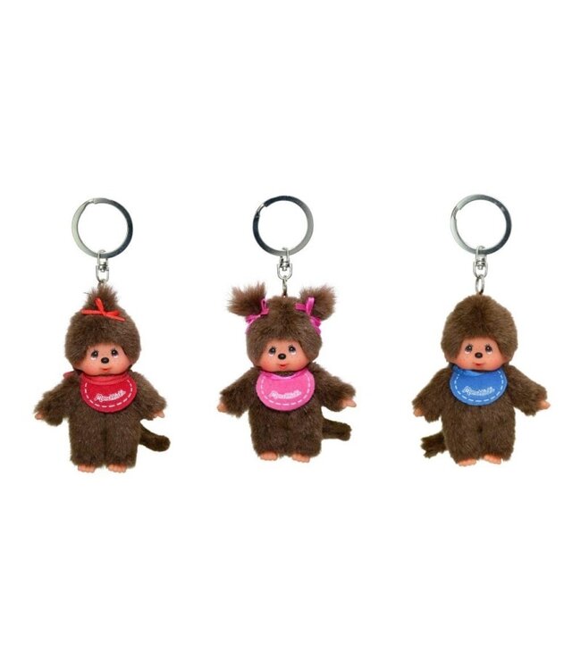 Monchhichi | 10 cm | Sleutelhanger | Rood, Roze of Blauw | Assorti per stuk | 2+