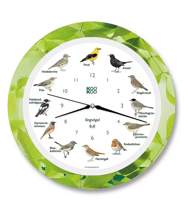 KooKoo | Klok met Dierengeluiden | Radio Controlled | Zangvogels | lijst met bladeren
