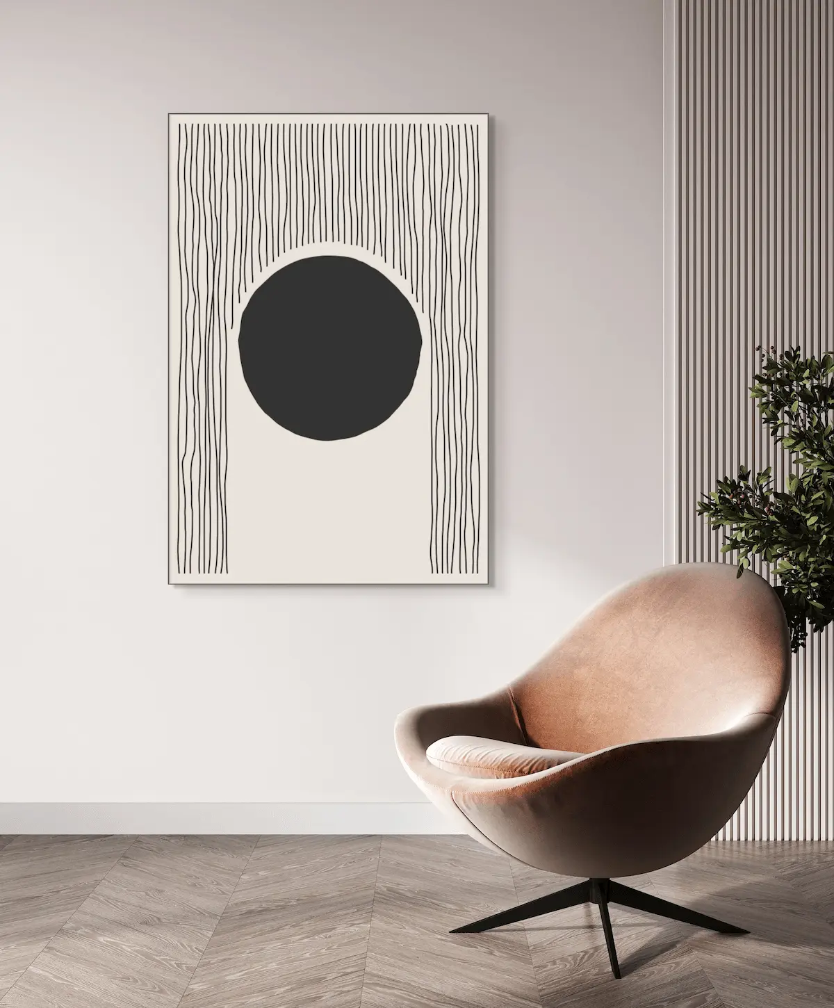 Schallschlucker Designserie Monochrom No. 1 mit schwarzem Rahmen-