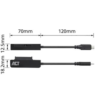 ACT AC1525 tussenstuk voor kabels USB Type-C SATA 7-pin + 15pin Zwart