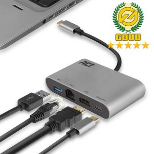 ACT AC7040 USB-C naar HDMI Multi port adapter met ethernet