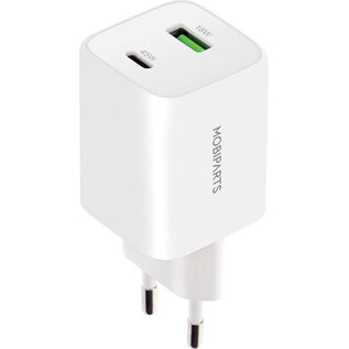 Mobiparts GaN Wall Charger USB-C/USB-A3.0/QC 45W Wit