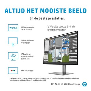 Hewlett Packard HP Z24n G3 61 cm (24") 1920 x 1200 Pixels WUXGA LED Zilver RENEWED (refurbished)