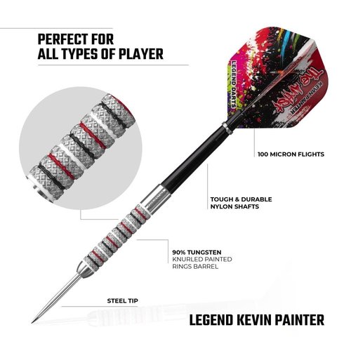 Legend Darts Dardos Kevin Painter Knurled 90% Punta de Acero