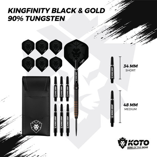 KOTO Dardos KOTO Kingfinity Black & Oro 90% Punta de Acero