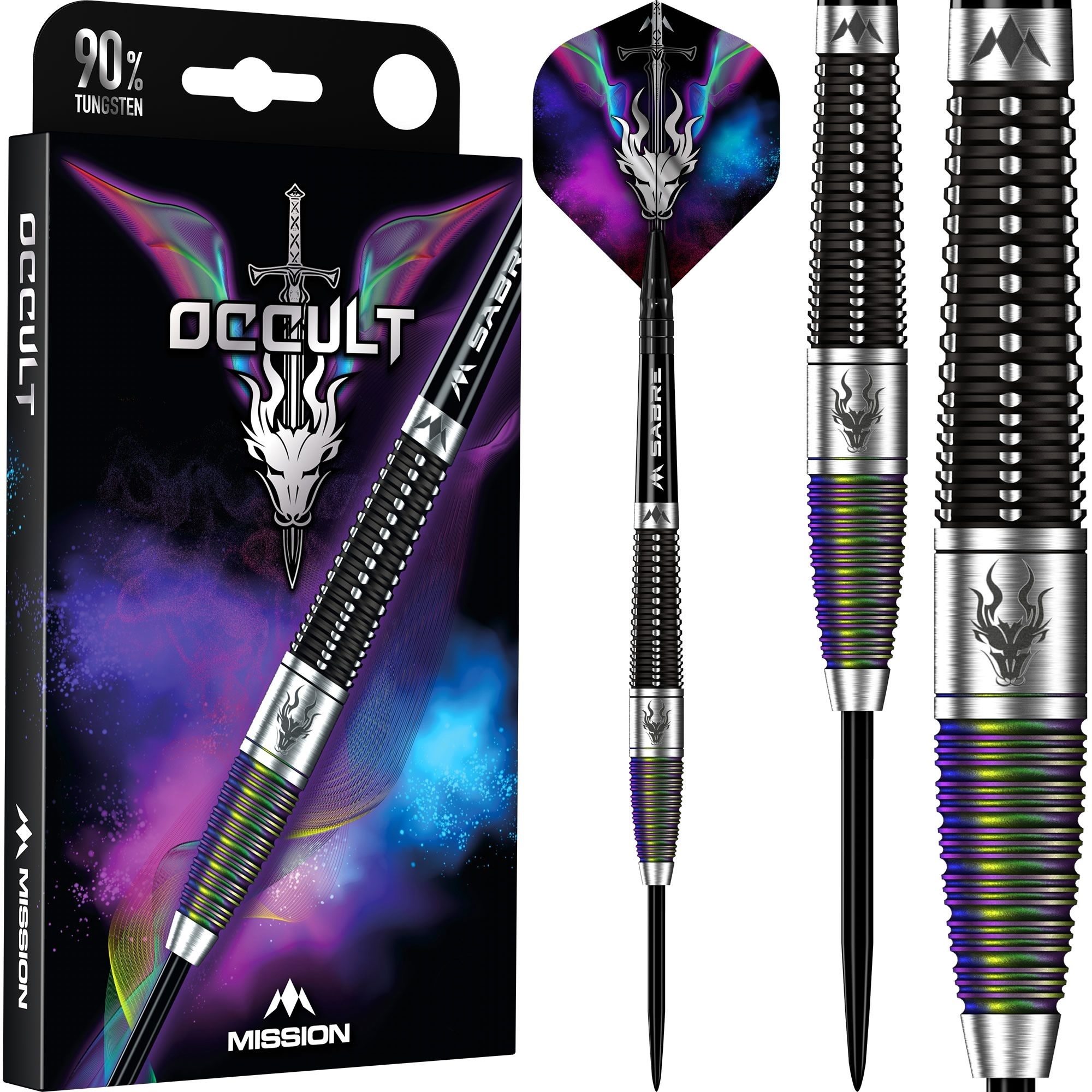 Dardos Mission Occult Darts Black & Coral 90 Punta de Acero