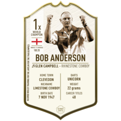 Ultimate Darts Card Immortals Bob Anderson