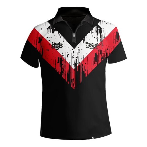 Shot Shot Michael Smith White Strip Polo Camiseta de Dardos