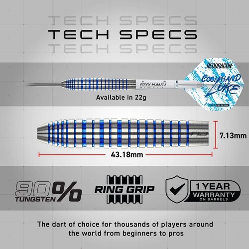 Red Dragon Dardos Red Dragon Luke Humphries Coolhand Blue Series 90% Exclusivos de Dartshopper - Punta de Acero