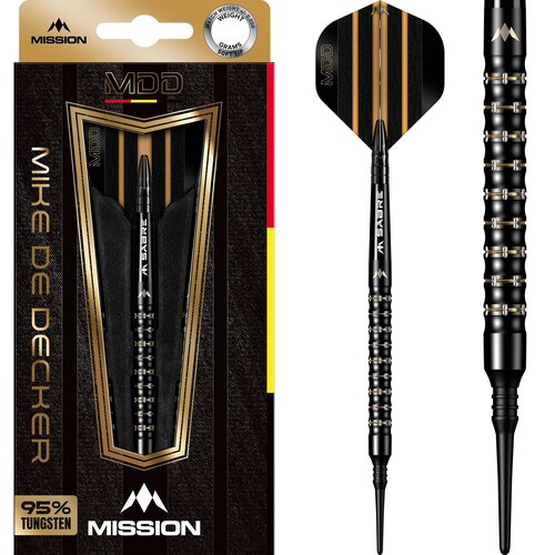 Mission Dardos Mission Mike de Decker Black Oro PVD 95%  Punta de Plástico