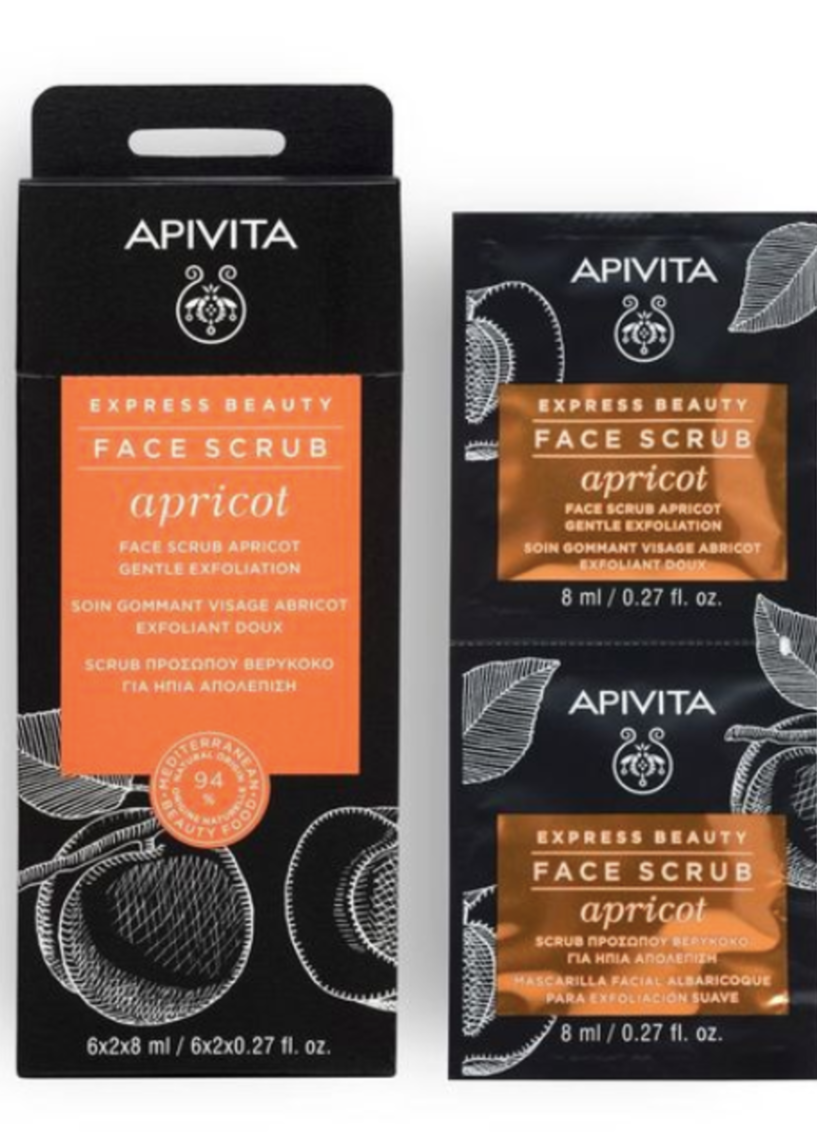 Apivita Express beauty zachte exfoliërende gel met abrikoos 2x8 ml