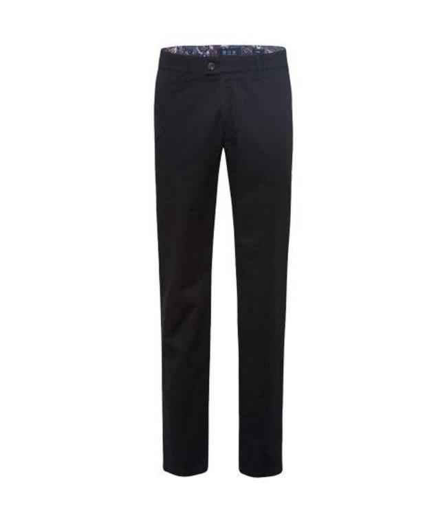 EUREX Herren Hose Jim Schwarz Grosse Grössen – Baumwoll-Satin Flatfront
