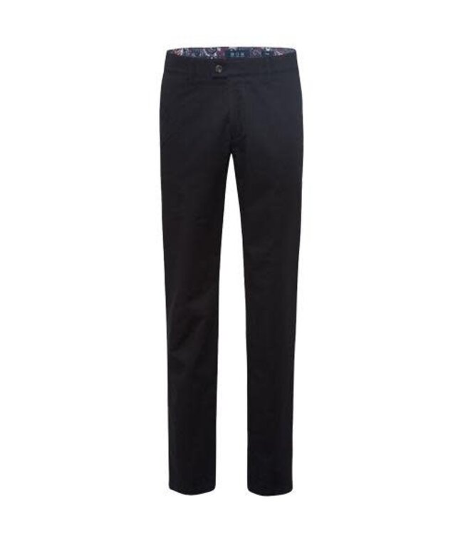 EUREX Herren Hose Jim Schwarz Grosse Grössen – Baumwoll-Satin Flatfront